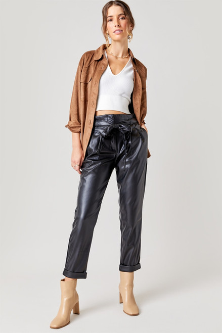 Asha Faux Leather Paperbag Pants