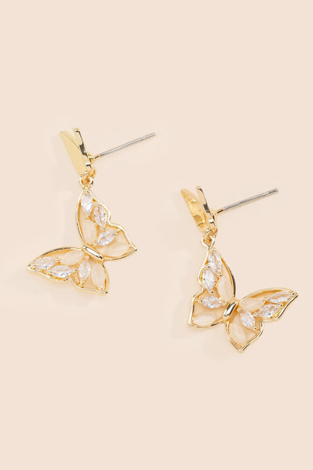 Vanessa Crystal Butterfly Drop Earrings