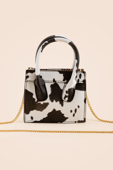 chiiiibag Mini bag cow柄 Fluffy Cow Bag / Cute Cow Bags / Cow Print Tote Bag
