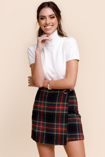 Alice Plaid Wrap Mini Skirt