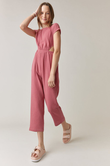 【GROVE】 FRANKIE STRIPE SLEEVELESS / 追跡付 Hello Franki Side Cutout Jumpsuit For Girls