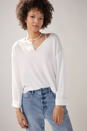 Kara Long Sleeve Ribbed Knit Top