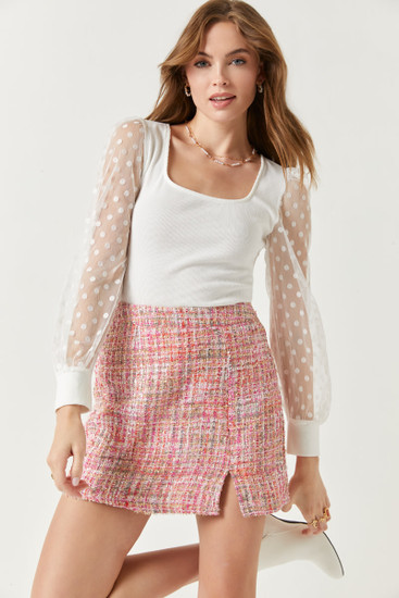 Heather Tweed Mini Skirt