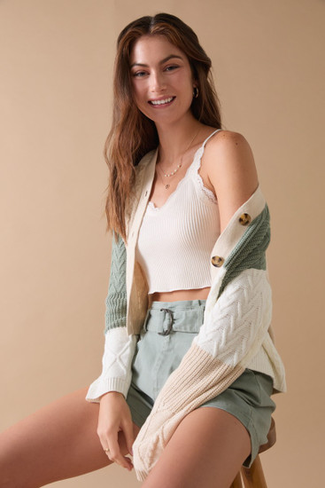 Cameron Lace Trim Crop Rib Knit Camisole | francesca's®