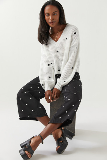 Tory Heart Embroidered Pants