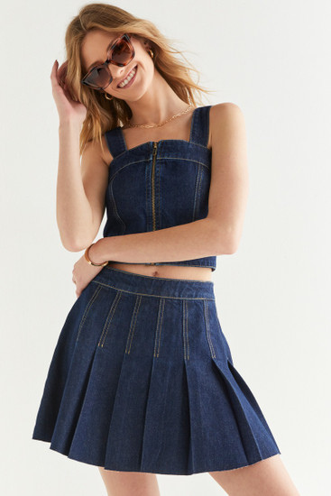 DENIM SKATER SKIRT - INDIGO / 12