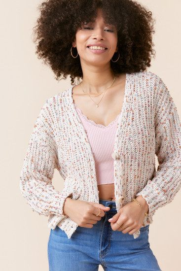 Evelyn Long Sleeve Popcorn Knit Cardigan