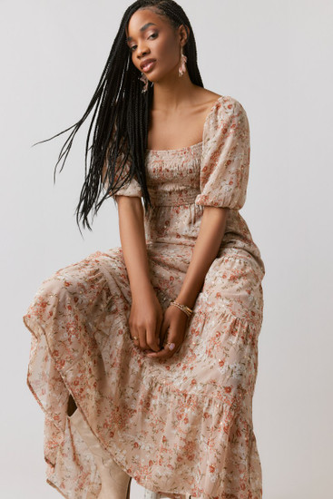 Carmela Floral Smocked Upper Maxi Dress