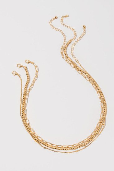 【U LAN】23FW★ [LAN ARCHIVE] 016 Layered clip necklace Amazon.com: BaubleStar Link Layered Collar Necklace Gold