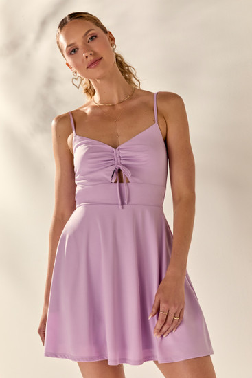 Ann Cinch Front Keyhole Flare Mini Dress | francesca's®