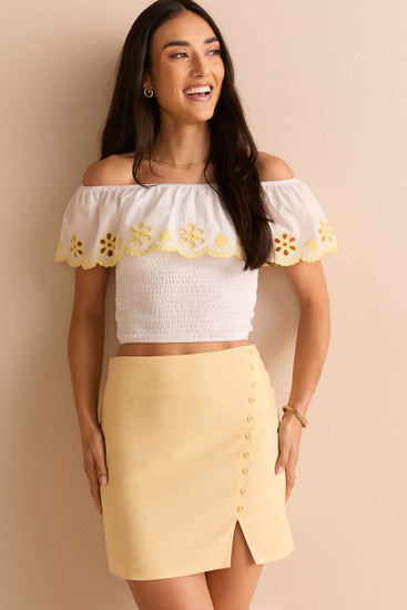 Crystal Button Mini Skirt | francesca's®