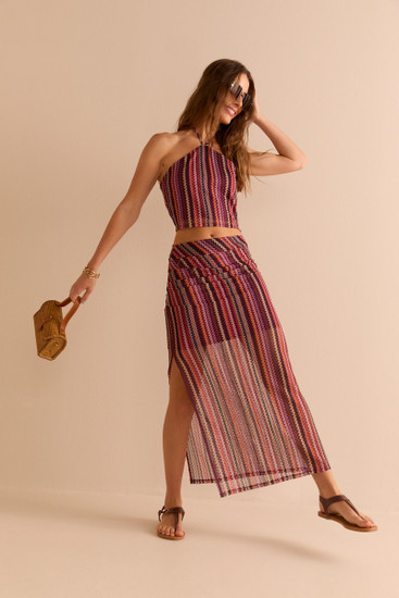 Annora Chevron Slit Maxi Skirt