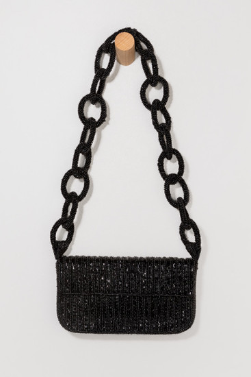バッグ Ball chain strap beaded baguette/BLACK Fendi Beaded Baguette
