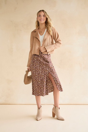 Leona Slit Floral Midi Skirt