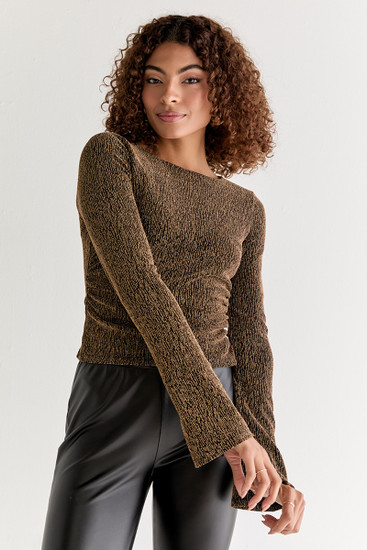 トップス Volume-Sleeve Glitter Knit Top 336274_source_1750298687.jpg