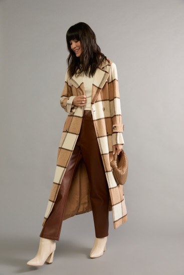 Maricela Long Plaid Coat | francesca's®