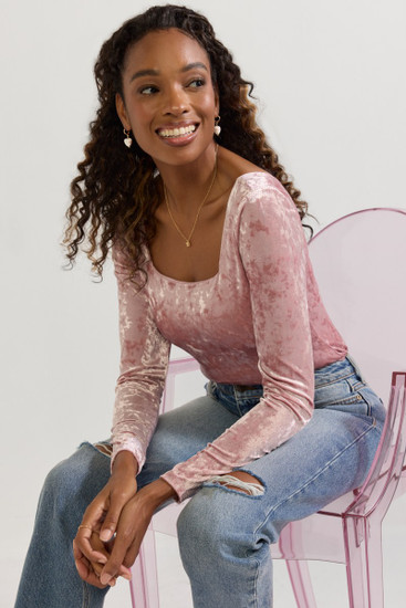 Stacy Square Neck Velvet Bodysuit | francesca's®