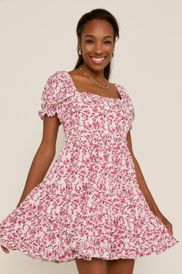 3COLOUR★Puff Sleeve Floral French Ruffle Fishtail Dress 38 Amazon.com: Women's 3D Floral Embroidery Dress Ruffle Sleeve