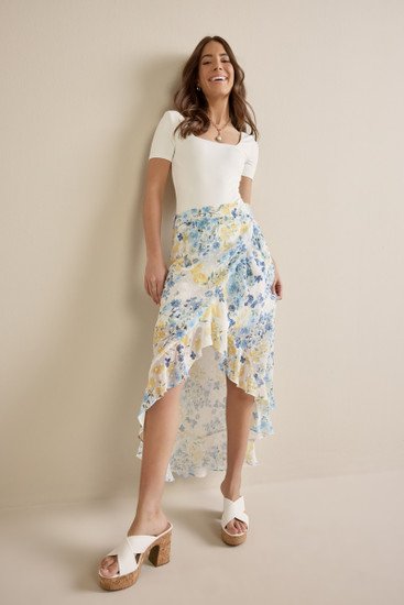スカート Low Tide : 24FW / GARDEN PRINTED WRAP SKIRT (WHITE) Jade Terrace Cotton Linen Payton Wrap Skirt | Tuckernuck
