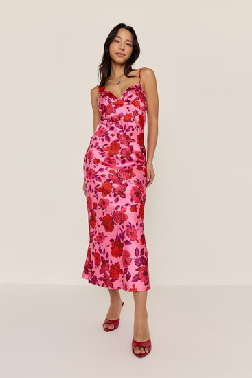 Sofia Satin Floral Maxi Dress | francesca's