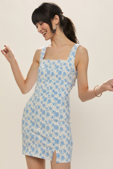 ワンピース Mallorca Back Ribbon Floral Dress Bethan Jacquard Floral Nova Back Bow Tie Mini Dress – Sugarlips