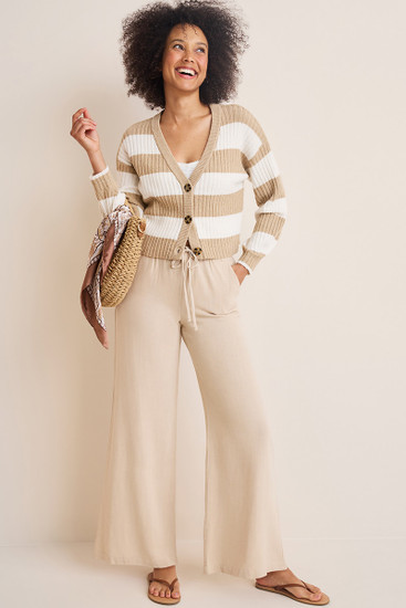 【2plan】Claire Wide Fit Pants Ally Wide Leg Linen Pants