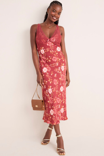 Bobbie Lace Trim Floral Midi Dress