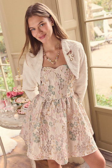 halter swing mini dress Floral Embroidered Halter Swing Dress – bebe