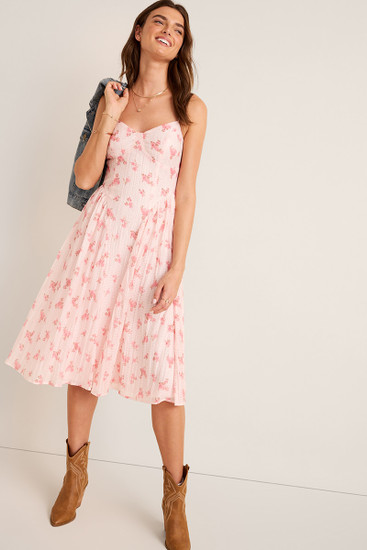 Barbara Textured Floral Midi Dress