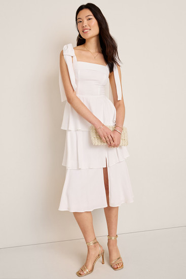 midi trendy summer dresses Ester Tiered Linen Midi Dress • Shop American Threads Online Boutique Java / L