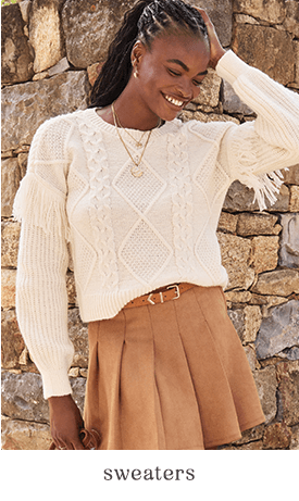 Shop sweaters. Click here.