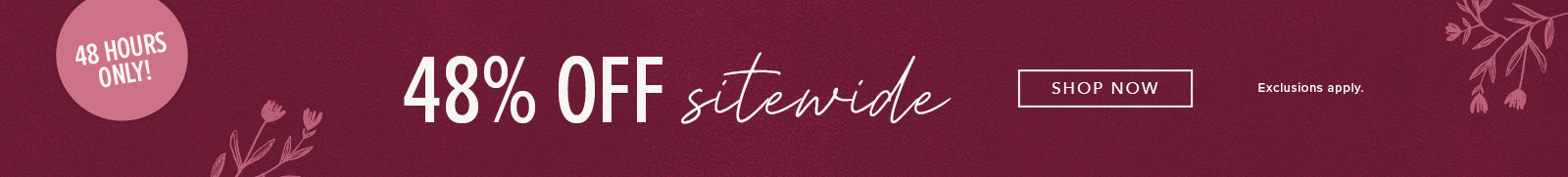 48% off sitewide - click here to shop clothing.