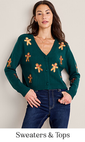 Shop sweaters and tops. Click here.