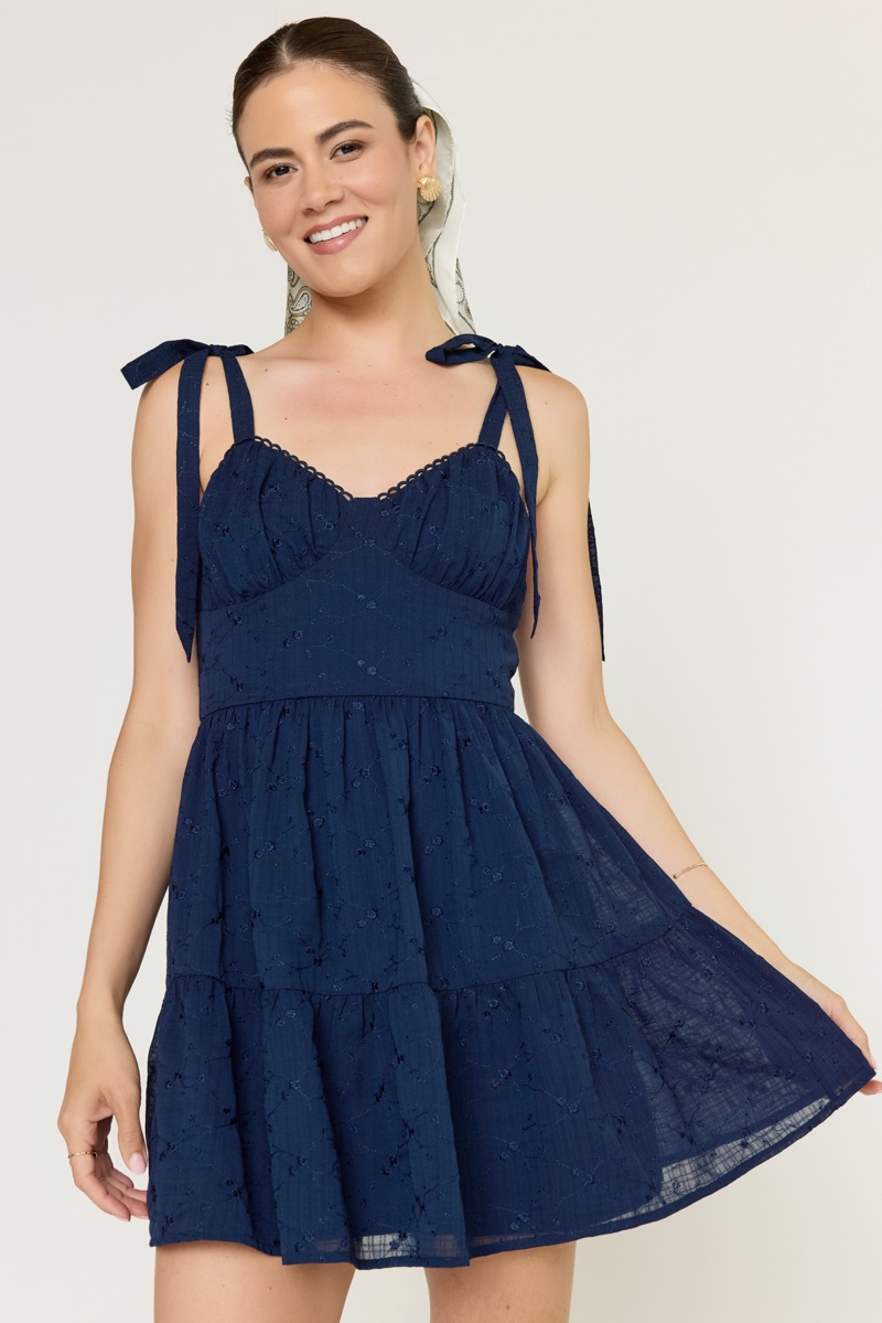 navy blue dress teenager Sofia French Chiffon Navy Blue Girls Dress  A Little Lacey