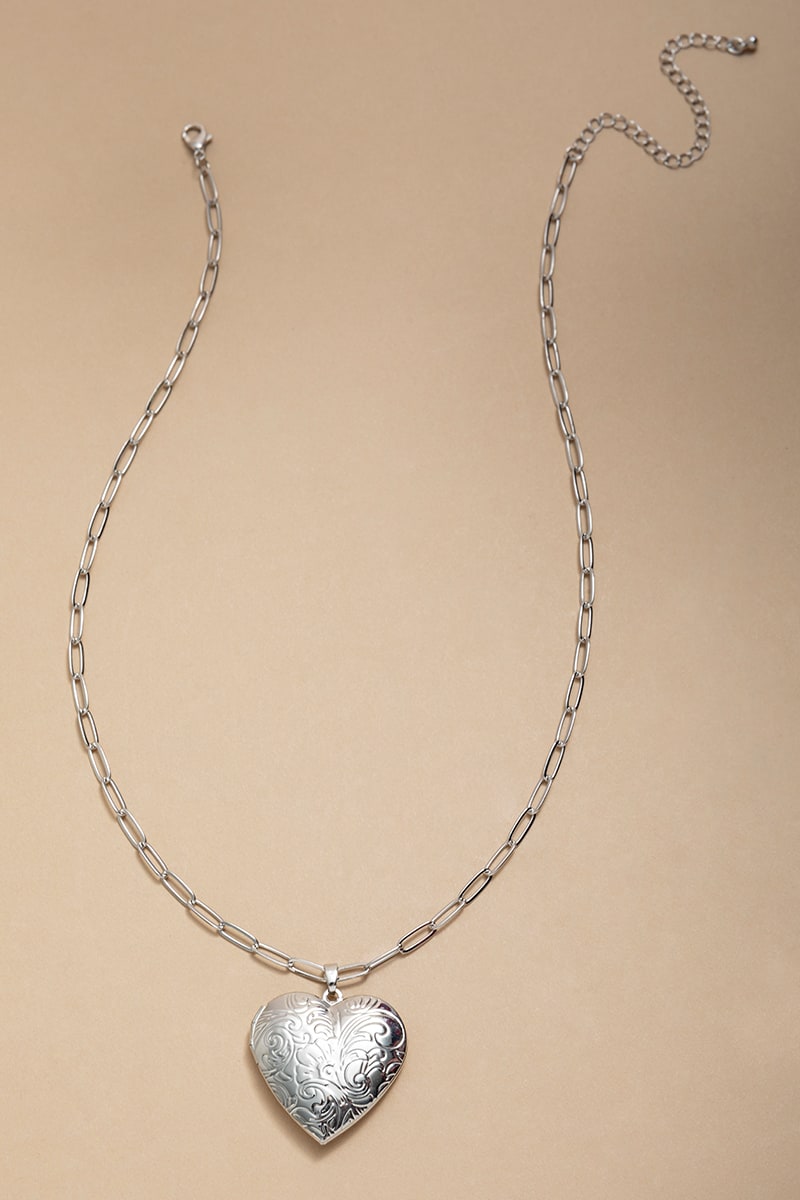 Nina Silver Heart Locket Necklace