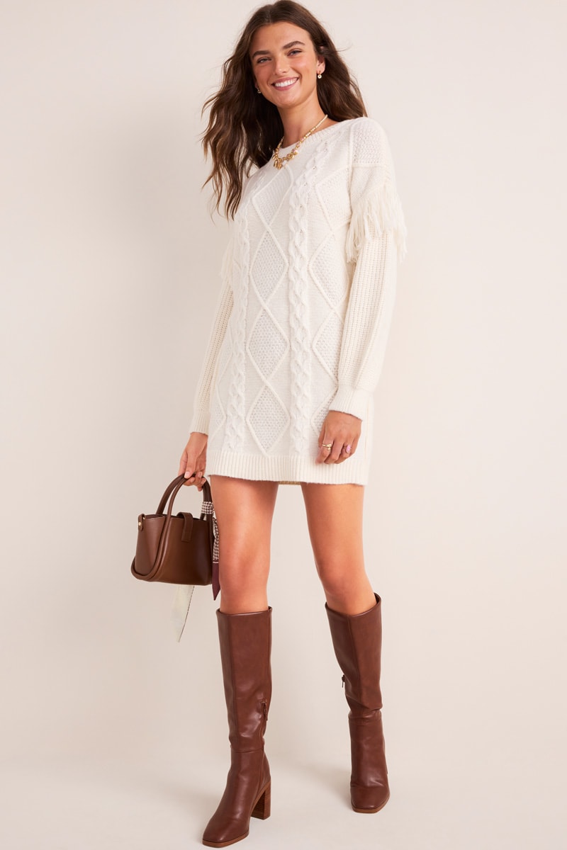 Julianne Cable Knit Sweater Mini Dress