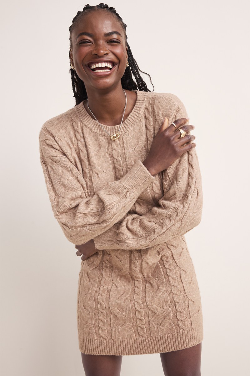 Julianne Cable Knit Sweater Mini Dress