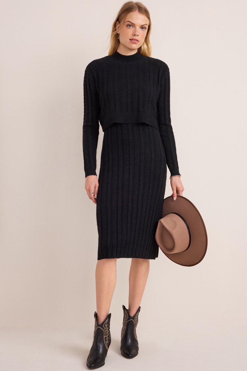 Julianne Cable Knit Sweater Mini Dress