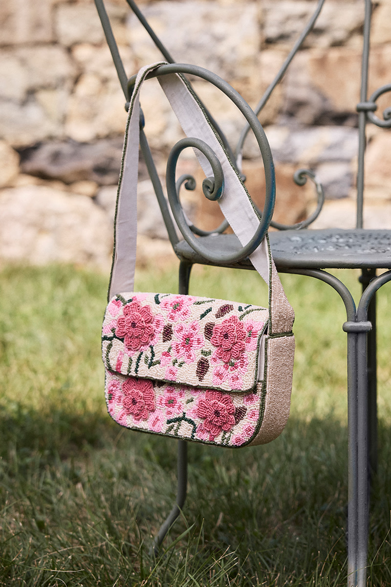 Greta Floral Beaded Shoulder Bag
