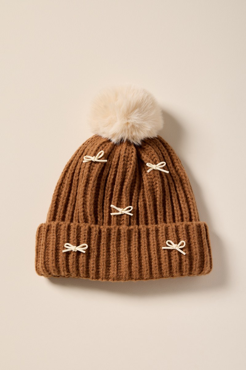 Wren Pom Beanie with Bows