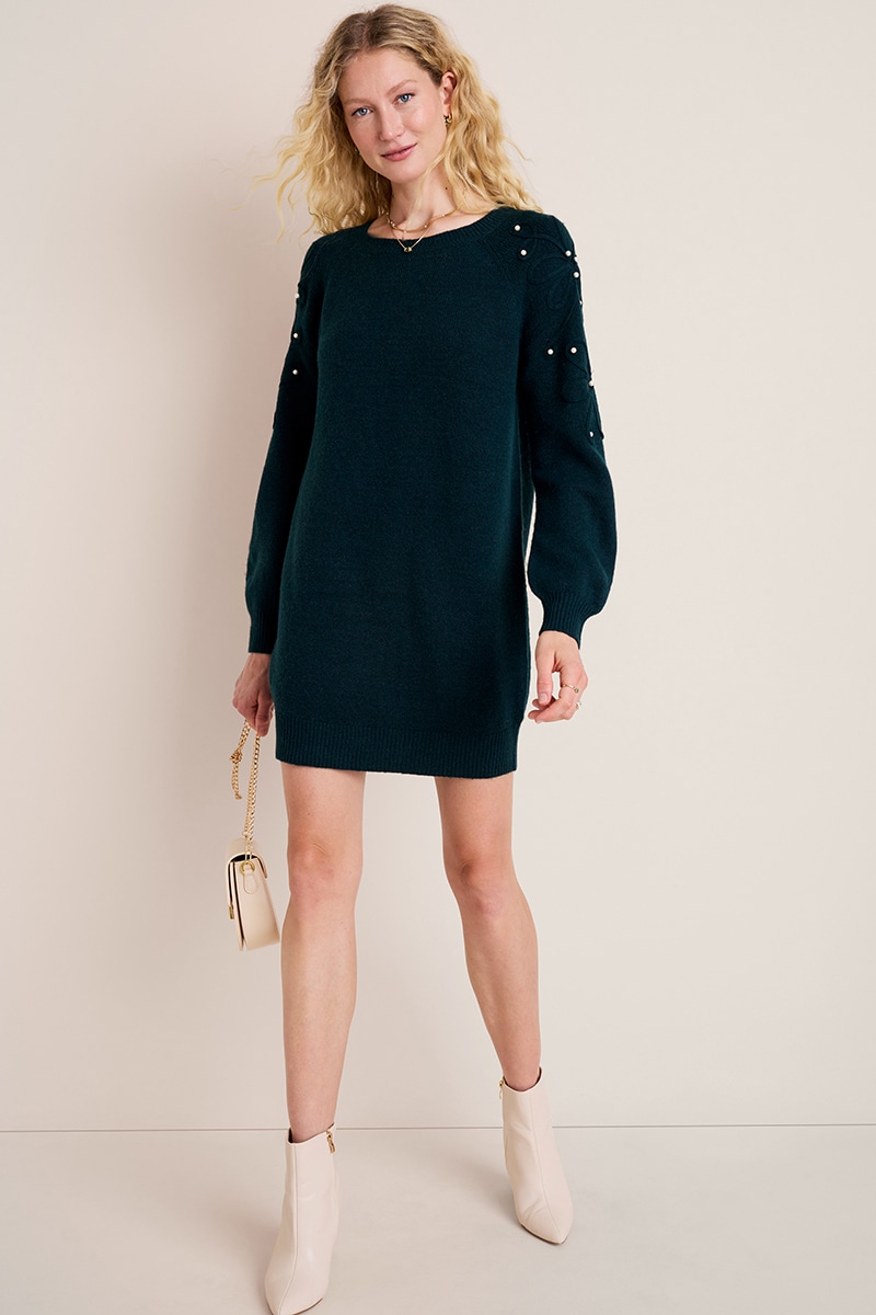 Julianne Cable Knit Sweater Mini Dress