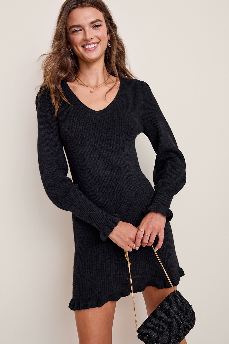 Julianne Cable Knit Sweater Mini Dress