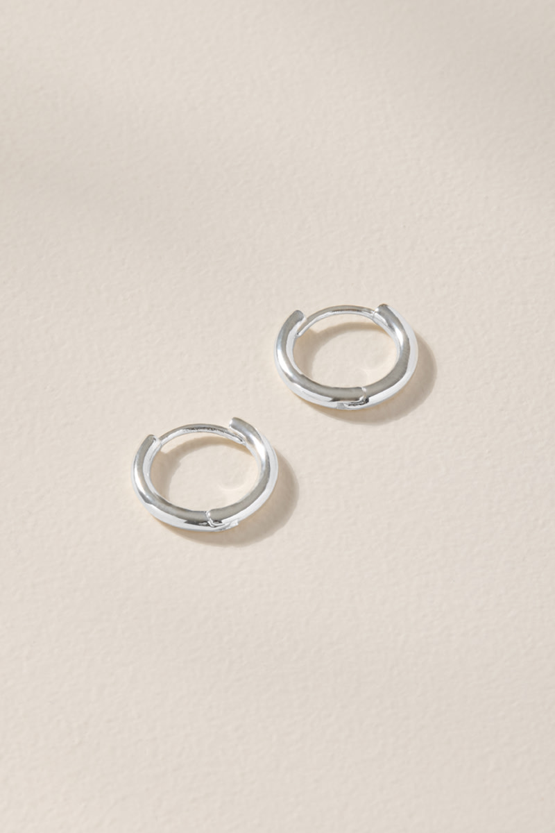 Huggie Hoop Charm Earring Base Silver