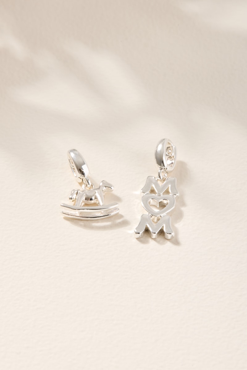Rocking Horse and Mom Charm Set Gold