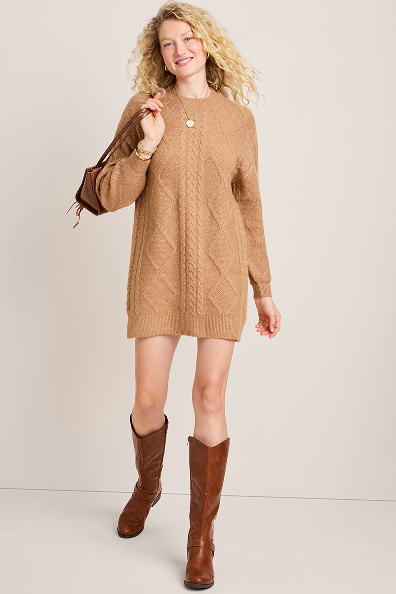 Julianne Cable Knit Sweater Mini Dress
