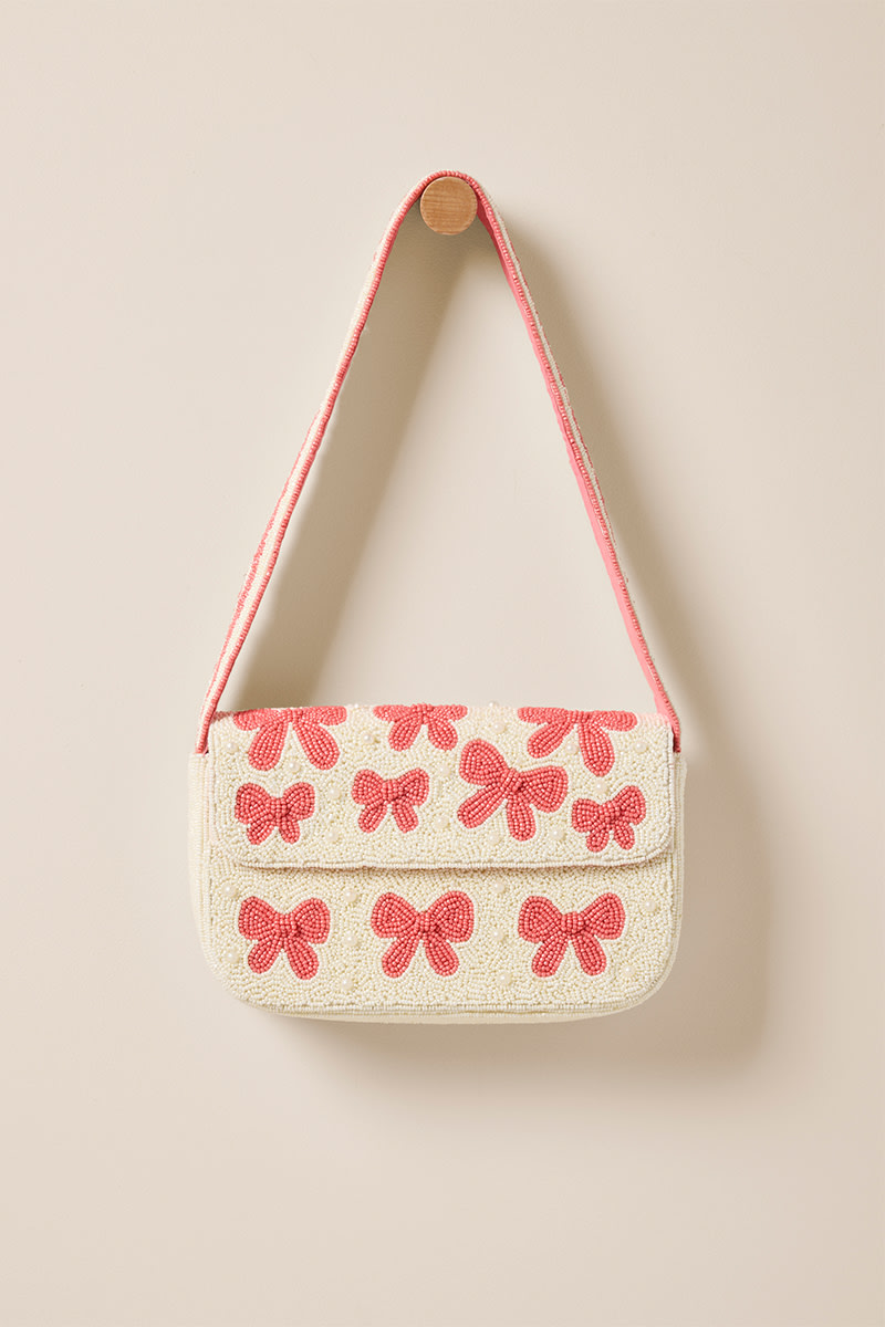 Eva Bow Beaded Shoulder Bag