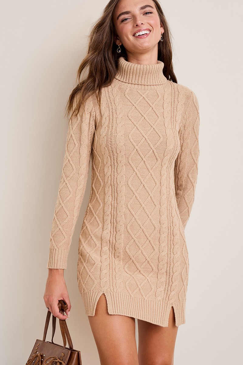 Julianne Cable Knit Sweater Mini Dress