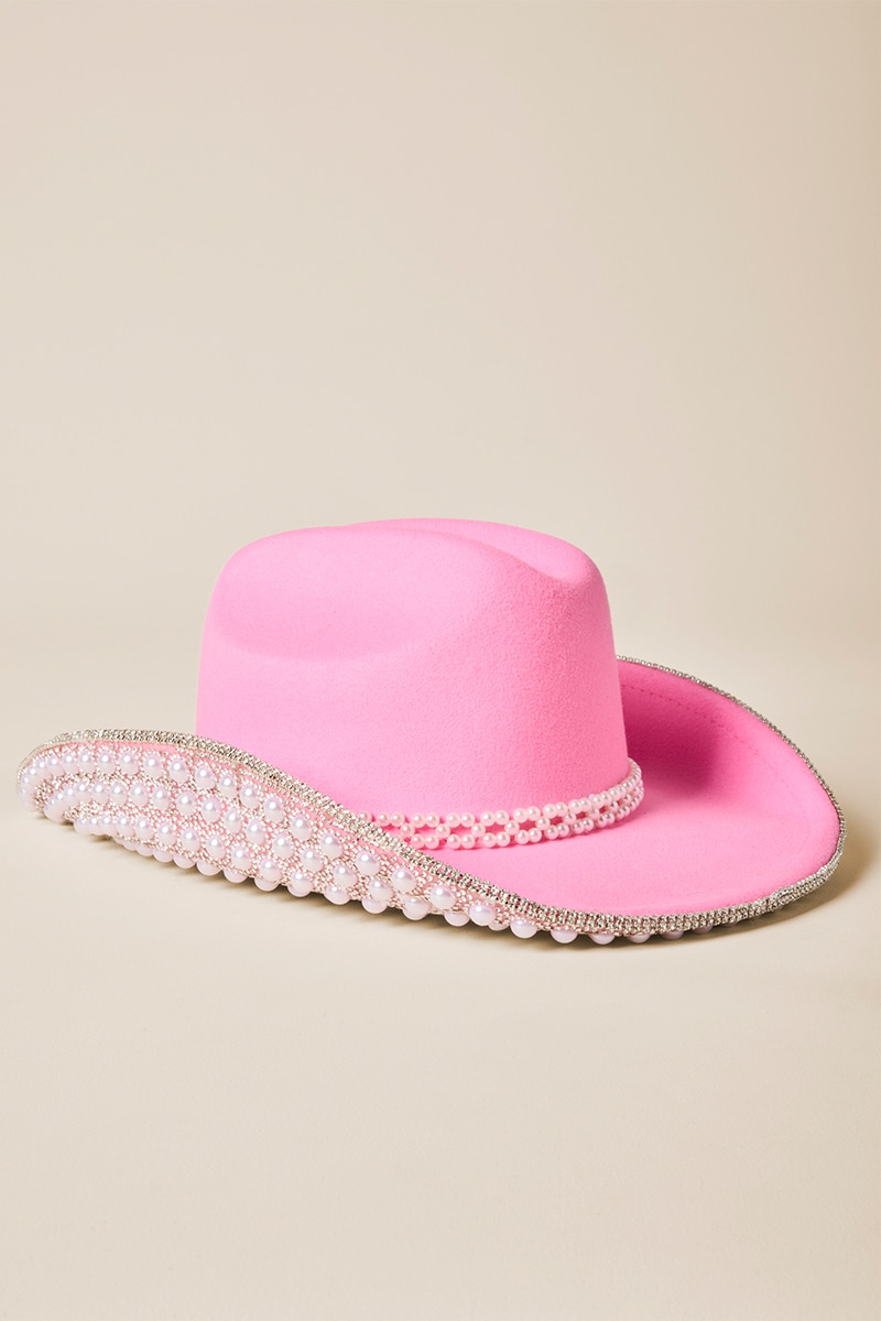Denise Pearl Embellished Cowboy Hat