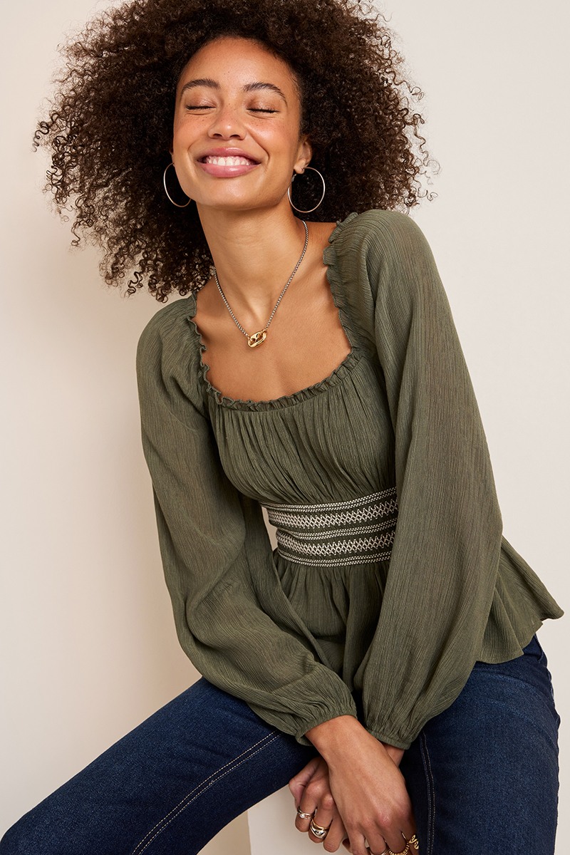 Feminine Special Green Blouse - Trendy Women's Blouses – Shop the Mint, image size:800x1200