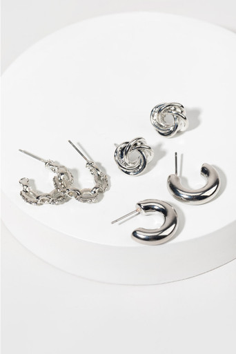 Temperance Silver Earring Set 